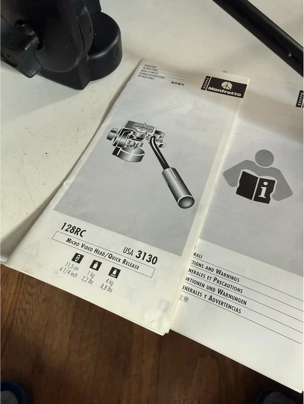 Bogen 3130 Micro Fluid Tripod Head With Manual
